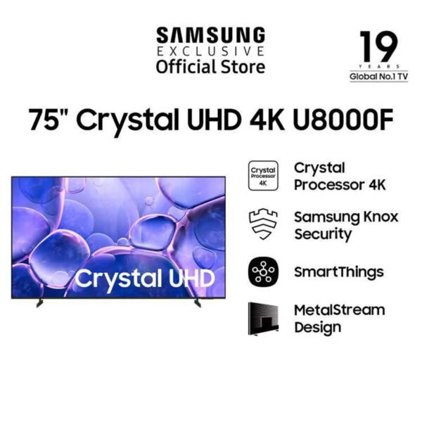 samsung 75" crystal uhd 4k u8000f smart tv | crystal processor 4k | smartthings | ua75u8000fkxxd garansi resmi original