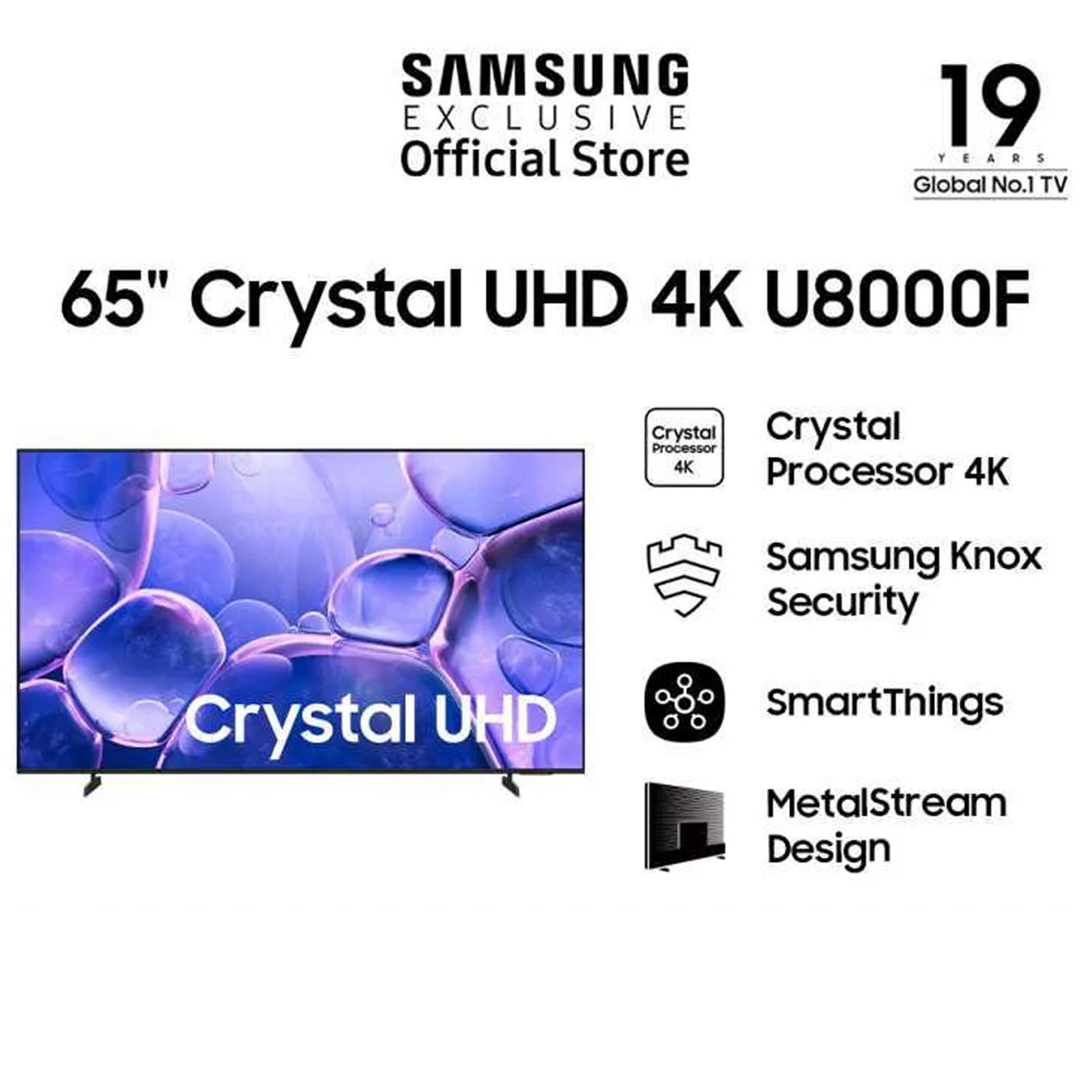 samsung 65" crystal uhd 4k u8000f smart tv | crystal processor 4k | smartthings | ua65u8000fkxxd garansi resmi original