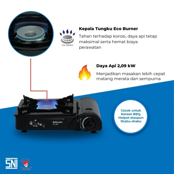 kompor portabel miyako cc200 hitam stove kompor piknik gas cartidge garansi resmi original