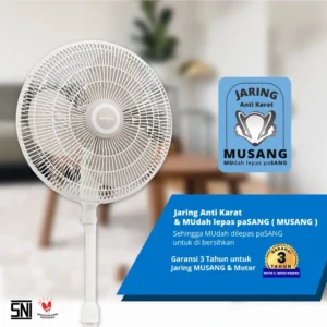 kipas angin miyako kas1607kpl – stand fan 16 inch kaki kotak 50 watt plastik garansi resmi original
