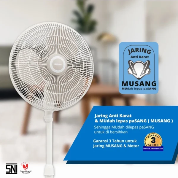 kipas angin miyako kas1607kpl – stand fan 16 inch kaki kotak 50 watt plastik garansi resmi original