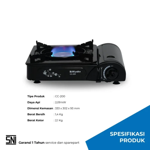 kompor portabel miyako cc200 hitam stove kompor piknik gas cartidge garansi resmi original