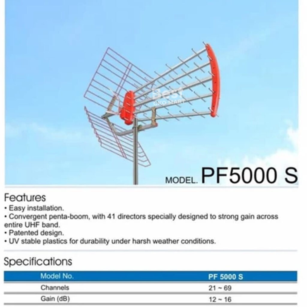 antena tv pf 5000 antena analog luar pf5000 garansi resmi original