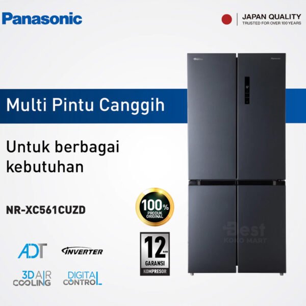 panasonic nr xc561cuzd kulkas multidoor inverter quattro black garansi resmi original