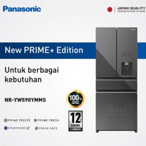 panasonic nr yw590ymms multidoor prime freeze + nanoe x dark mirror garansi resmi original