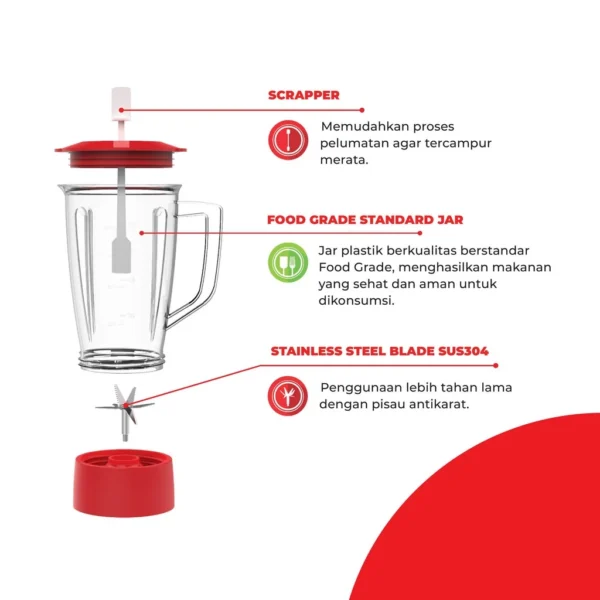 maspion pelumat blender plastik 1 liter mt 1261 pl garansi resmi original