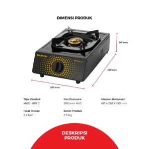 maspion kompor gas 1 tungku coating mks 810 c garansi resmi original