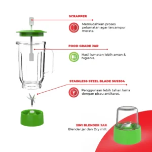 maspion pelumat blender with dry miller 1 liter mt 1272 gl garansi resmi original