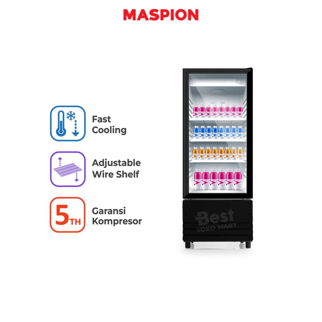 maspion lemari pendingin showcase 180 liter usg 180 nd c garansi resmi original