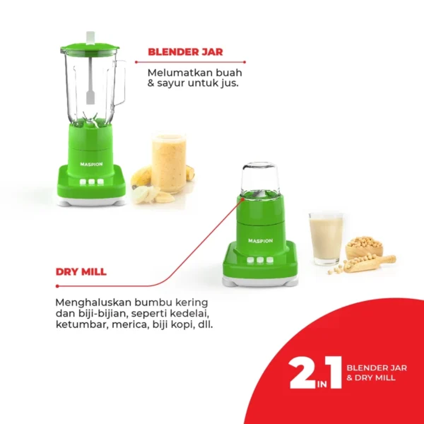 maspion pelumat blender with dry miller 1 liter mt 1272 gl garansi resmi original