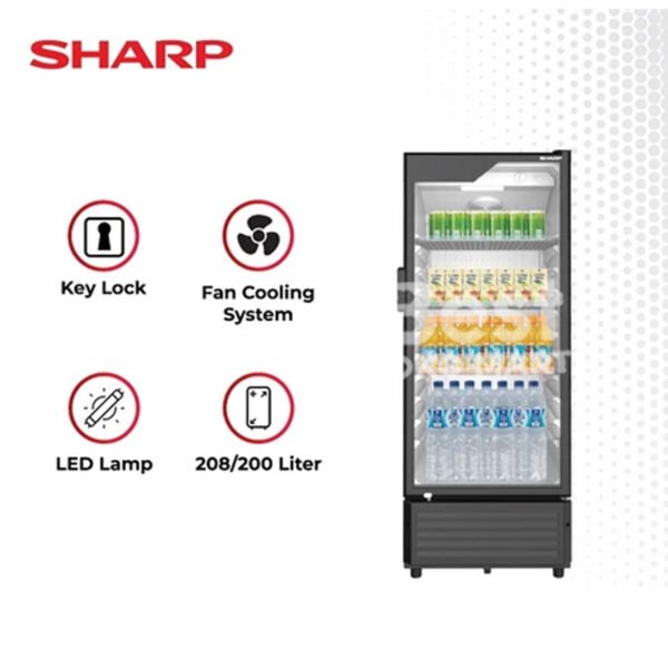 sharp showcase sch 210 sch 170 / display cooler / pendingin minuman garansi resmi original