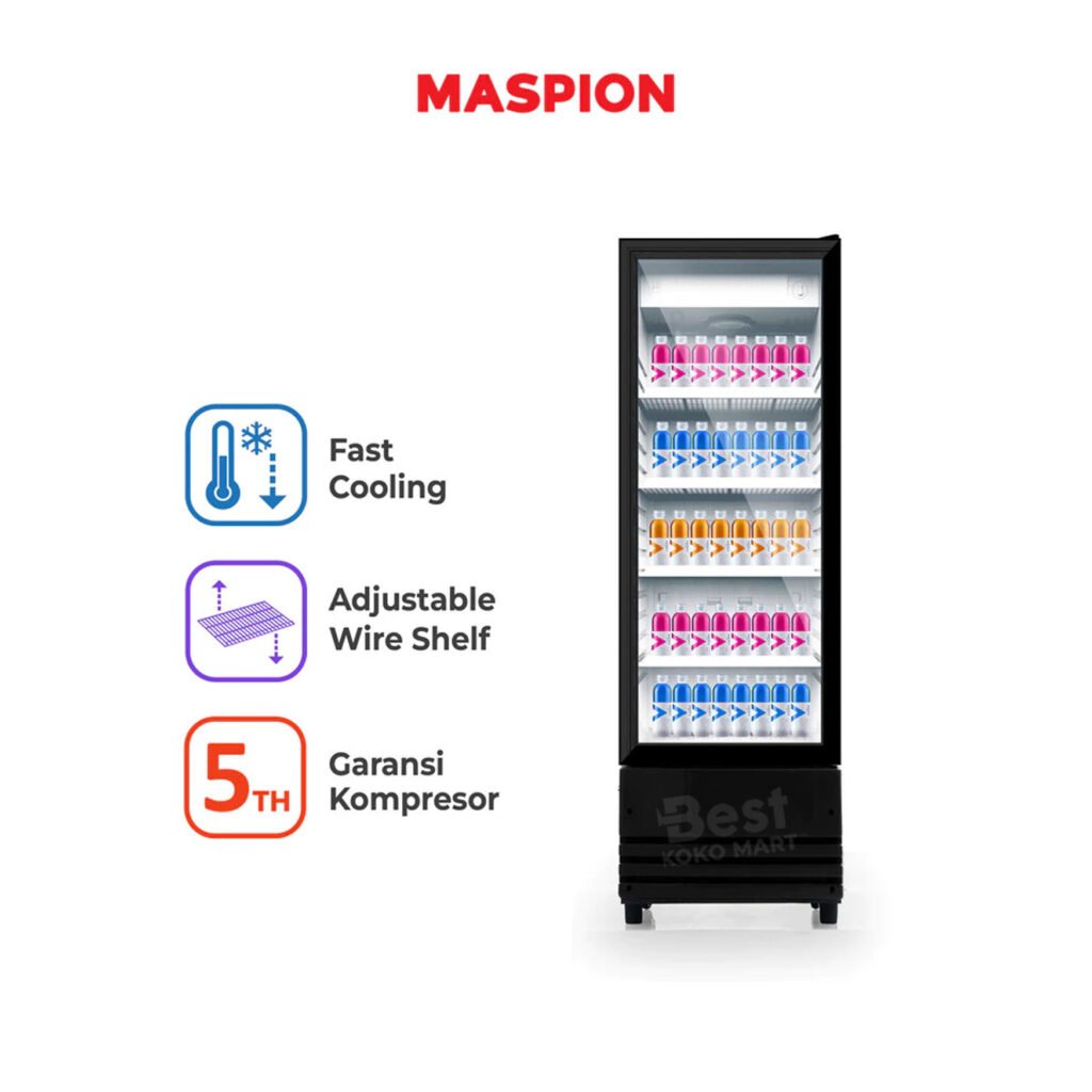 maspion lemari pendingin showcase 218 liter usg 218 nd c garansi resmi original