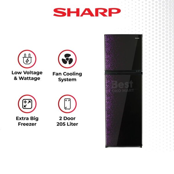 sharp kulkas 2 pintu sj 236mg gb shine magneglas series 187l garansi resmi original