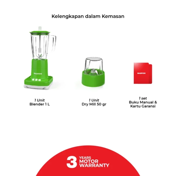 maspion pelumat blender with dry miller 1 liter mt 1272 pl garansi resmi original