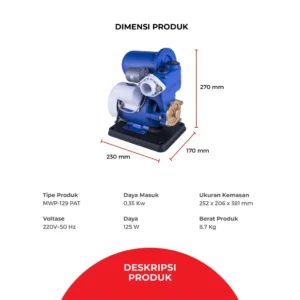maspion water pump mesin pompa air otomatis mwp 129 pat garansi resmi original