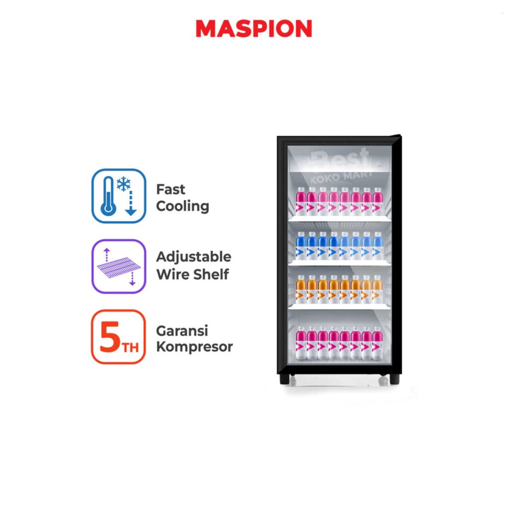maspion lemari pendingin showcase 168 liter usg 168 nd c garansi resmi original