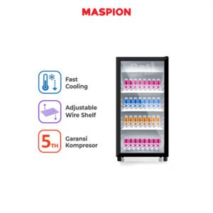 maspion lemari pendingin showcase 168 liter usg 168 nd c garansi resmi original