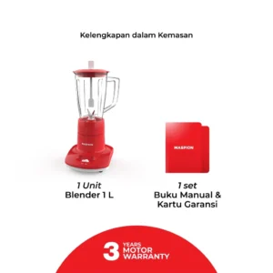 maspion pelumat blender plastik 1 liter mt 1261 pl garansi resmi original