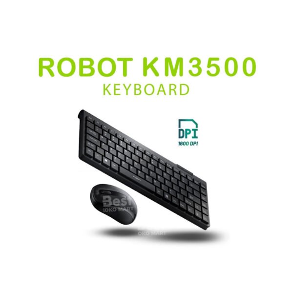 robot portable mini wireless set combo keyboard and mouse km3500 original garansi 1 tahun