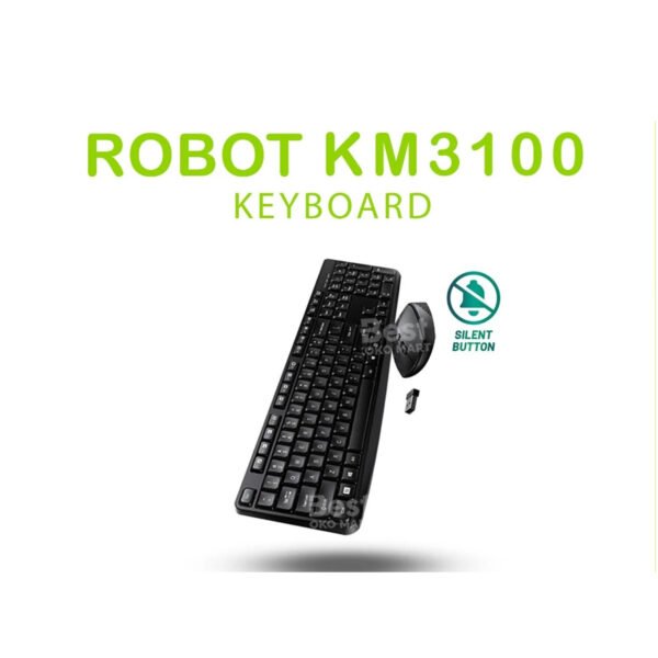 robot portable wireless set combo keyboard and mouse km3100 original garansi 1 tahun