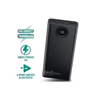 robot power bank 20000mah rt23 quick charging 3 port input & output digital display grnsi resmi