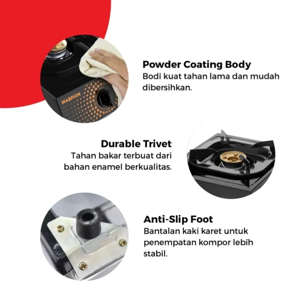 maspion kompor gas 1 tungku coating mks 810 c garansi resmi original