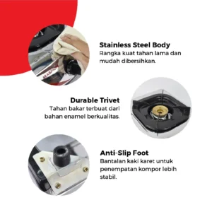 maspion kompor gas 1 tungku stainless steel mks 810 s garansi resmi original