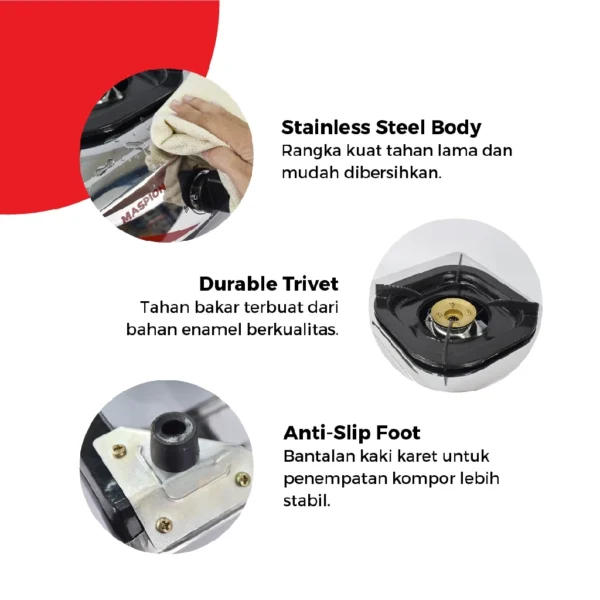 maspion kompor gas 1 tungku stainless steel mks 810 s garansi resmi original