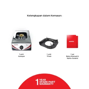 maspion kompor gas 1 tungku stainless steel mks 810 s garansi resmi original