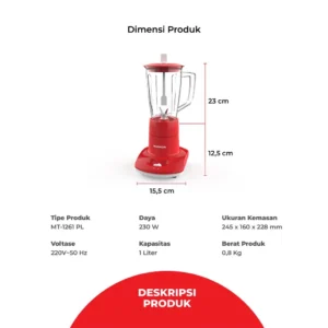 maspion pelumat blender plastik 1 liter mt 1261 pl garansi resmi original