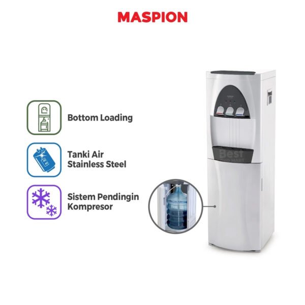 maspion standing dispenser hot cold and normal md 105 bl compressor garansi resmi original