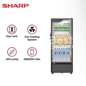 sharp showcase sch 210 sch 170 / display cooler / pendingin minuman garansi resmi original