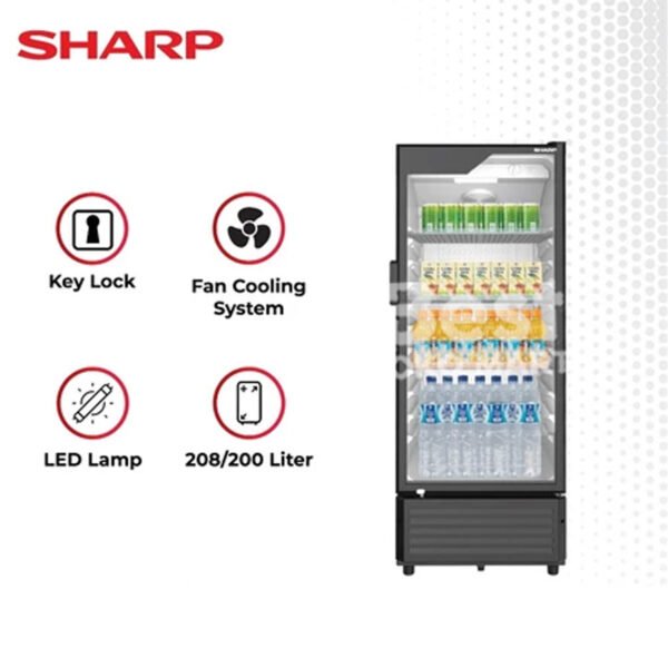 sharp showcase sch 210 sch 170 / display cooler / pendingin minuman garansi resmi original