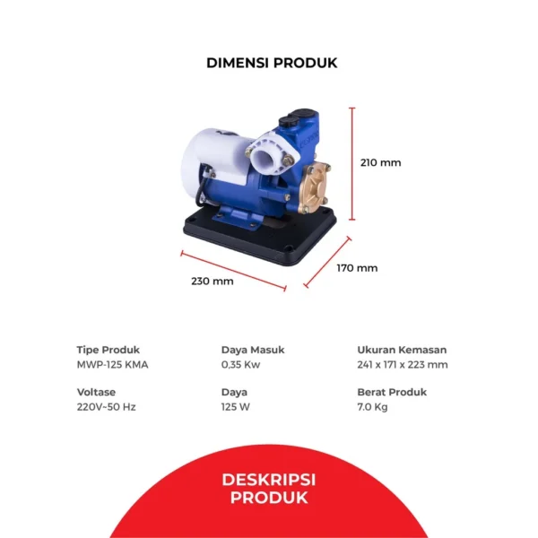 maspion water pump mesin pompa air manual mwp 125 kma garansi resmi original