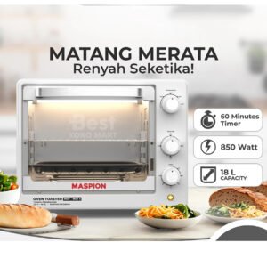 maspion oven toaster tungku pemanggang 18 liter mot 1801 s garansi resmi original