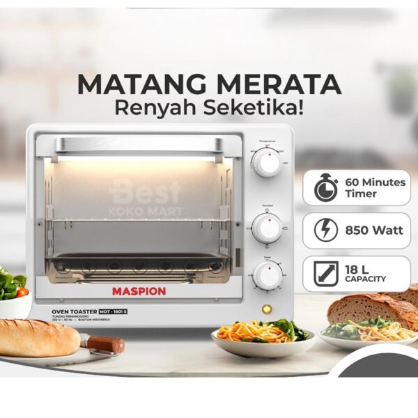 maspion oven toaster tungku pemanggang 18 liter mot 1801 s garansi resmi original