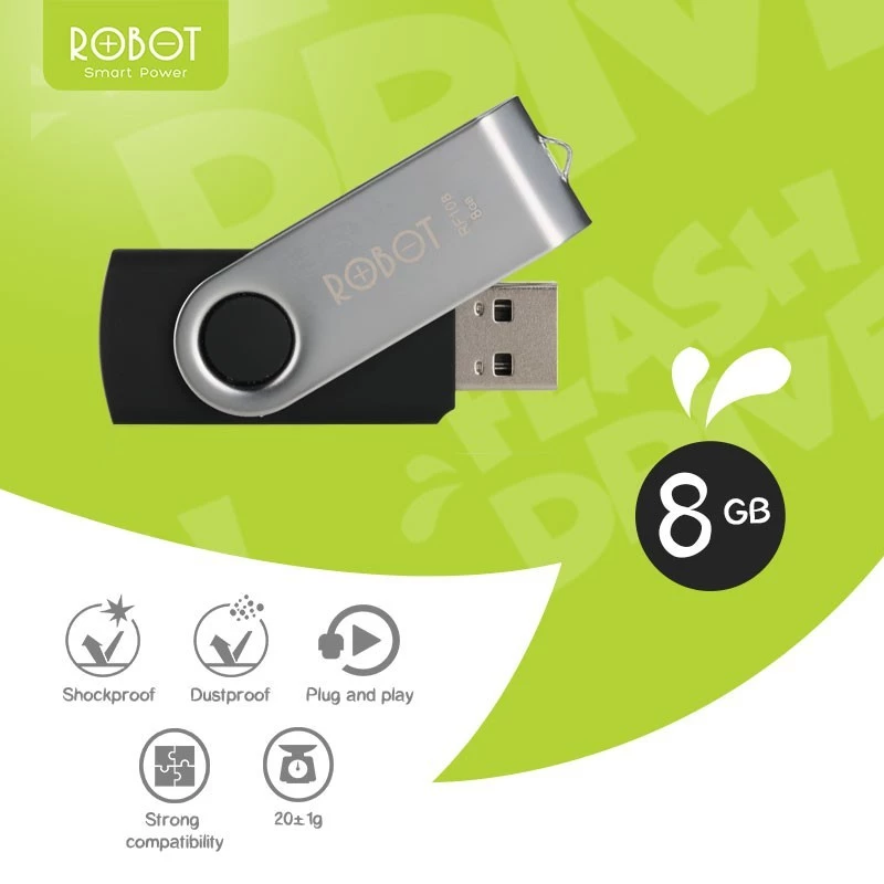 robot rf108 8gb flashdisk flashdrive usb drive original garansi resmi 1 tahun