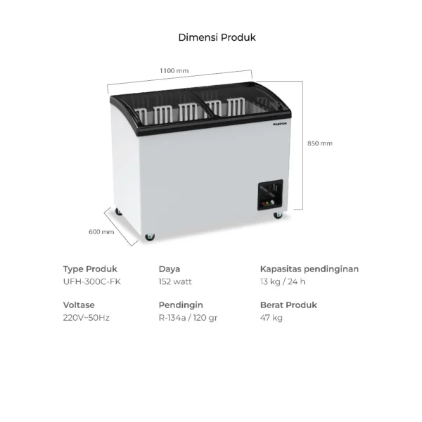 maspion freezer 300 liter ufh 300 c fk garansi resmi original