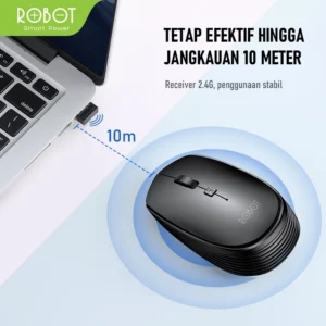 mouse wireless robot m205 2.4g 1600dpi receiver usb untuk pc laptop garansi resmi 1 tahun