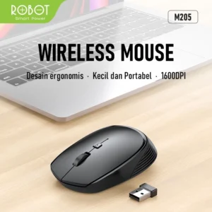 mouse wireless robot m205 2.4g 1600dpi receiver usb untuk pc laptop garansi resmi 1 tahun