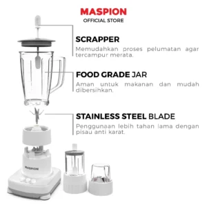 maspion pelumat blender with wet miller and dry miller 1 liter mt 1273 pl garansi resmi original