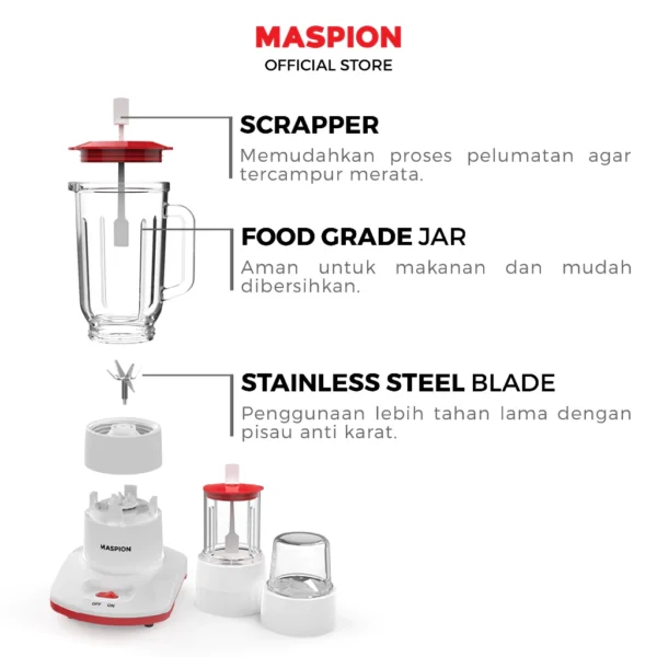 maspion pelumat blender with wet miller and dry miller 1 liter mt 1213 garansi resmi original