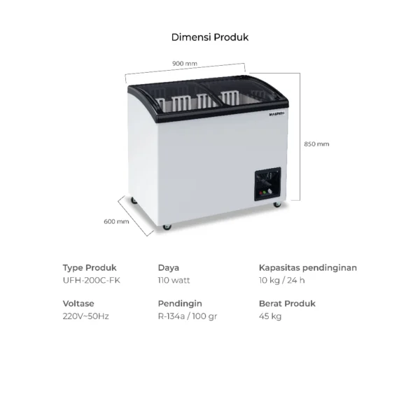 maspion freezer 200 liter ufh 200 c fk garansi resmi original