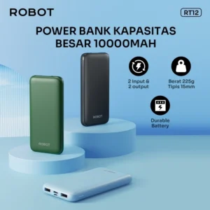 robot powerbank rt12 (upgrade dari rt180) 10000 mah dual input output slim original garansi 1 thn