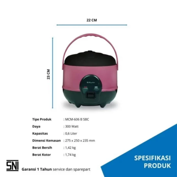 magicom miyako mcm 606 bsbc 0.6 liter anti lengket garansi resmi original