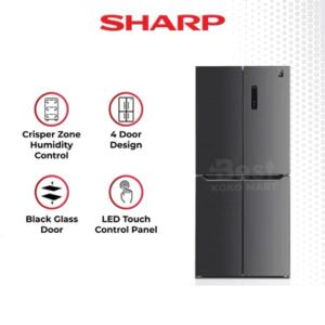 refrigerator 4 door side by side queen compact series sj if50pm ds garansi resmi original