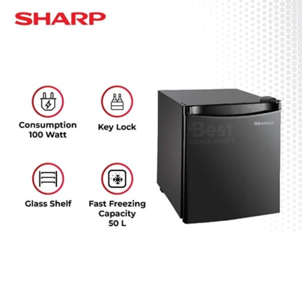 sharp minibar series sj 50mb xb 50liter black garansi resmi original
