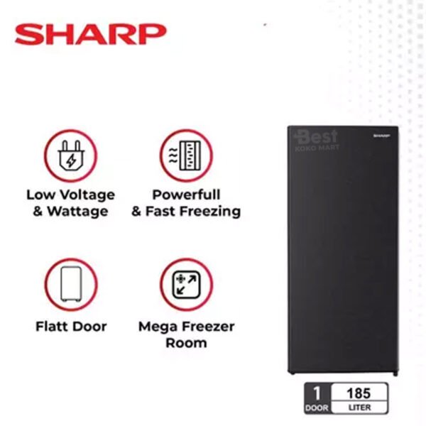 sharp freezer fjm 198a 8 rak 185 liter kulkas batu es garansi resmi original