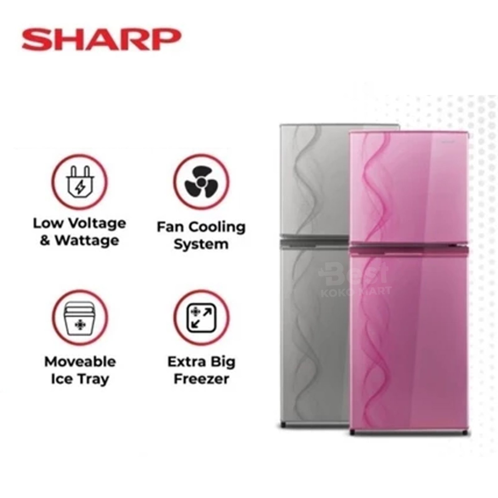 sharp kulkas 2 pintu 205 liter kirei series sj 237 garansi resmi original