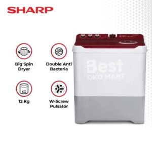 mesin cuci sharp es t1290wa bl pk 12 kg 2 tabung 1290wa twin tube garansi resmi original